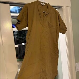 Madewell tan button shirt dress (xs)